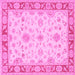 Square Oriental Pink Traditional Rug, tr1351pnk