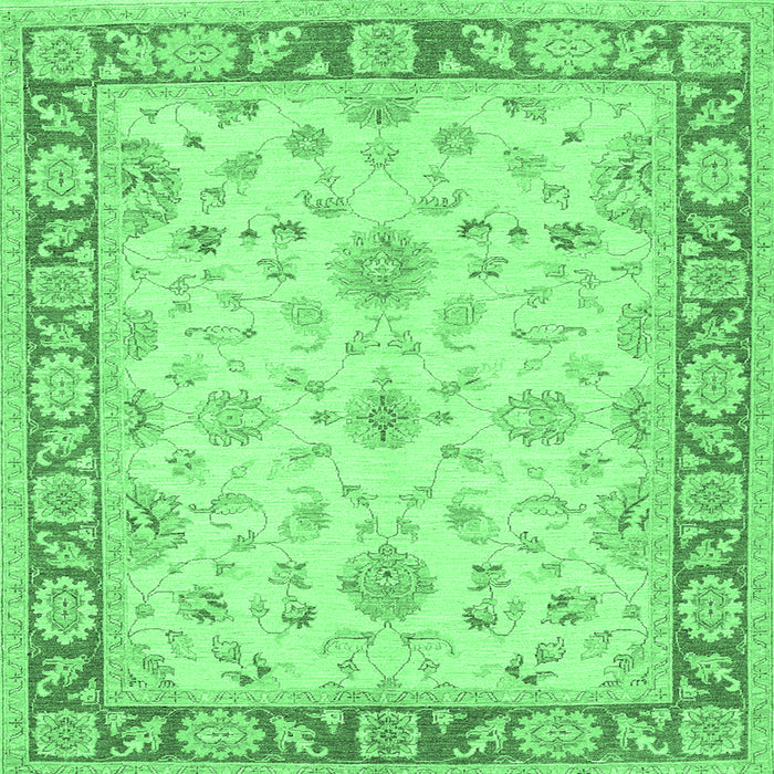 Square Machine Washable Oriental Emerald Green Traditional Area Rugs, wshtr1351emgrn