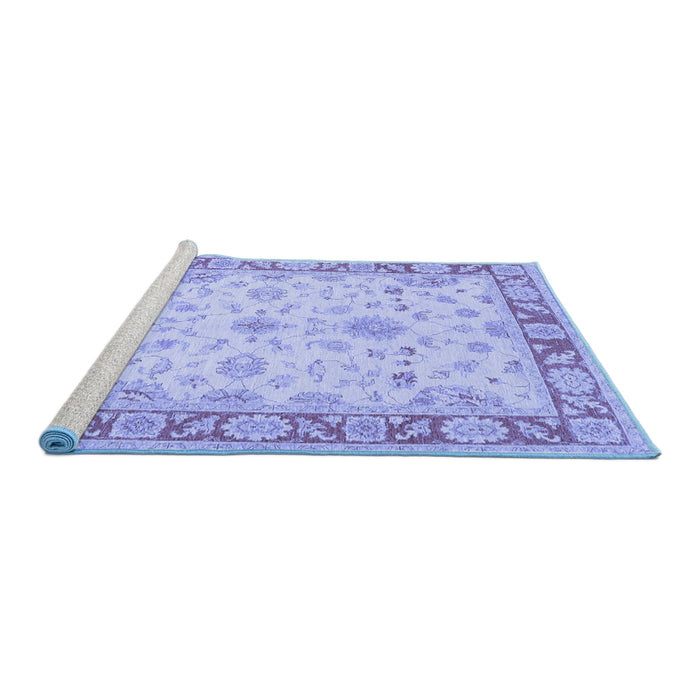 Sideview of Machine Washable Oriental Blue Traditional Rug, wshtr1351blu