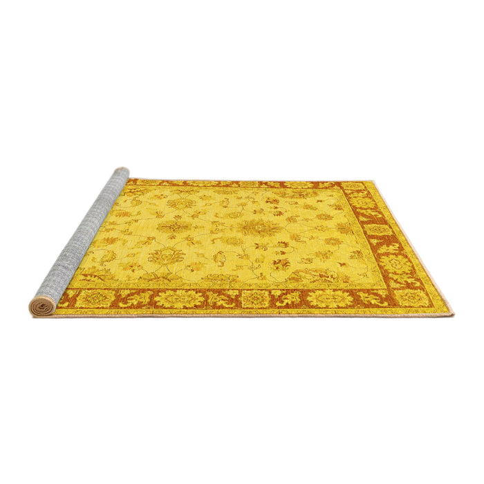 Sideview of Machine Washable Oriental Yellow Traditional Rug, wshtr1351yw