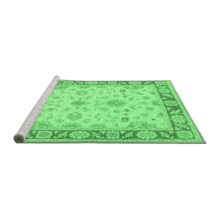 Sideview of Machine Washable Oriental Emerald Green Traditional Area Rugs, wshtr1351emgrn