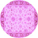 Round Oriental Purple Traditional Rug, tr1351pur