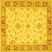 Square Machine Washable Oriental Yellow Traditional Rug, wshtr1351yw