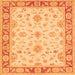 Round Machine Washable Oriental Orange Traditional Area Rugs, wshtr1351org