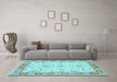 Machine Washable Oriental Light Blue Traditional Rug in a Living Room, wshtr1351lblu