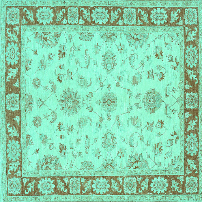 Square Oriental Turquoise Traditional Rug, tr1351turq