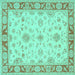 Square Oriental Turquoise Traditional Rug, tr1351turq