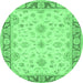 Round Oriental Emerald Green Traditional Rug, tr1351emgrn