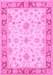 Machine Washable Oriental Pink Traditional Rug, wshtr1351pnk