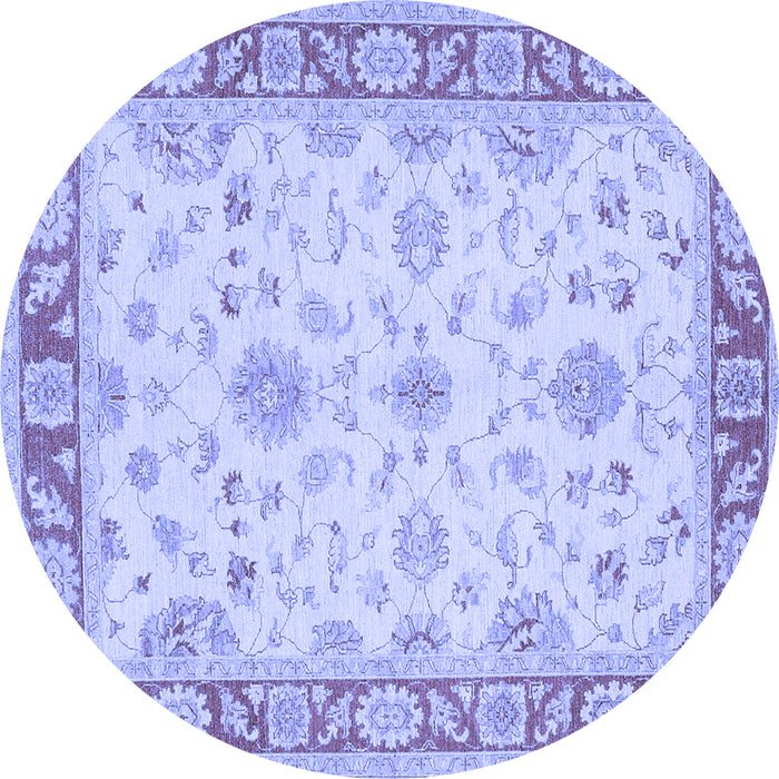 Round Oriental Blue Traditional Rug, tr1351blu
