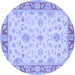 Round Oriental Blue Traditional Rug, tr1351blu