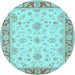 Round Oriental Light Blue Traditional Rug, tr1351lblu