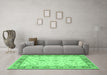 Machine Washable Oriental Emerald Green Traditional Area Rugs in a Living Room,, wshtr1351emgrn