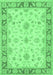 Machine Washable Oriental Emerald Green Traditional Area Rugs, wshtr1351emgrn