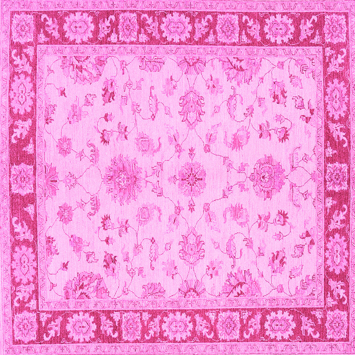 Square Machine Washable Oriental Pink Traditional Rug, wshtr1351pnk
