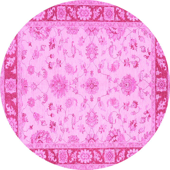 Round Oriental Pink Traditional Rug, tr1351pnk