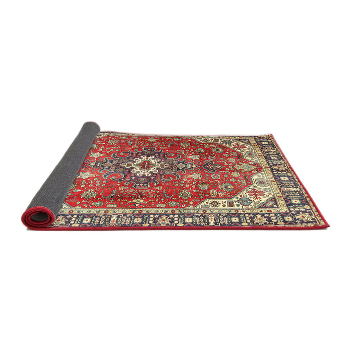 Sideview of Traditional Fire Brick Red Medallion Rug, tr1352