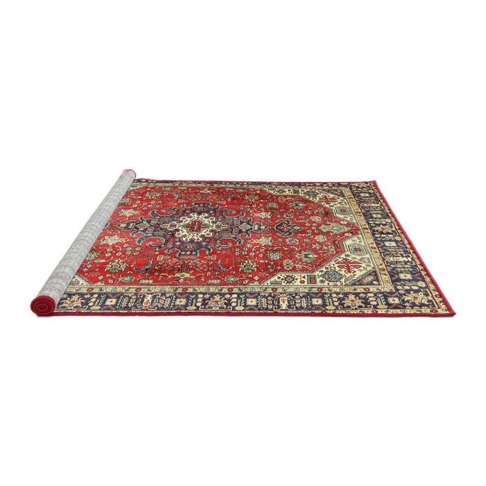 Sideview of Machine Washable Traditional Fire Brick Red Rug, wshtr1352