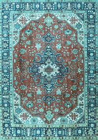 Medallion Light Blue Traditional Rug, tr1352lblu