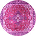 Round Medallion Pink Traditional Rug, tr1352pnk