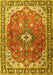 Machine Washable Medallion Yellow Traditional Rug, wshtr1352yw