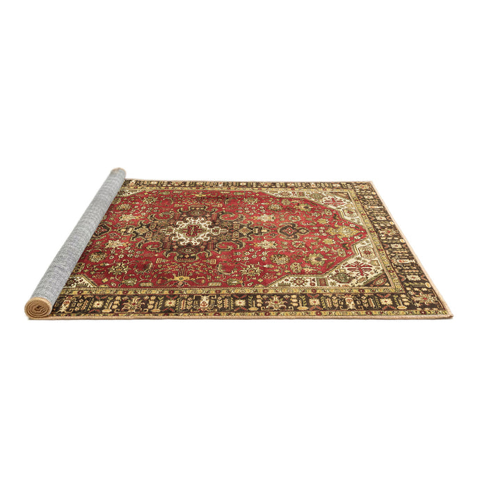 Sideview of Machine Washable Medallion Brown Traditional Rug, wshtr1352brn