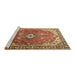 Sideview of Machine Washable Medallion Brown Traditional Rug, wshtr1352brn