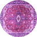 Round Medallion Purple Traditional Rug, tr1352pur