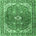 Square Medallion Emerald Green Traditional Rug, tr1352emgrn