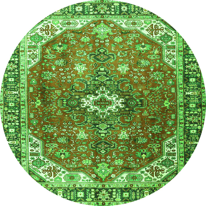 Machine Washable Medallion Green Traditional Area Rugs, wshtr1352grn