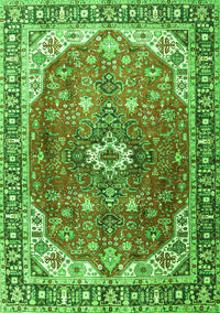 Medallion Green Traditional Rug, tr1352grn