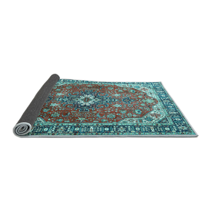 Sideview of Medallion Light Blue Traditional Rug, tr1352lblu