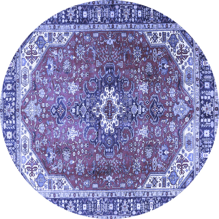 Round Medallion Blue Traditional Rug, tr1352blu