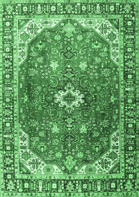 Medallion Emerald Green Traditional Rug, tr1352emgrn