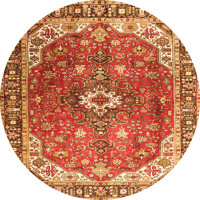 Square Medallion Orange Traditional Rug, tr1352org