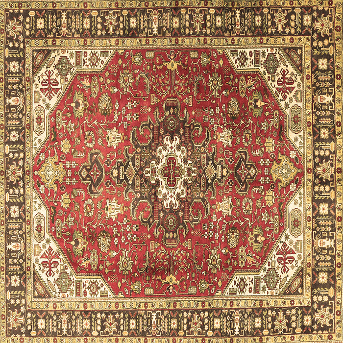 Square Medallion Brown Traditional Rug, tr1352brn