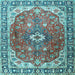 Square Medallion Light Blue Traditional Rug, tr1352lblu