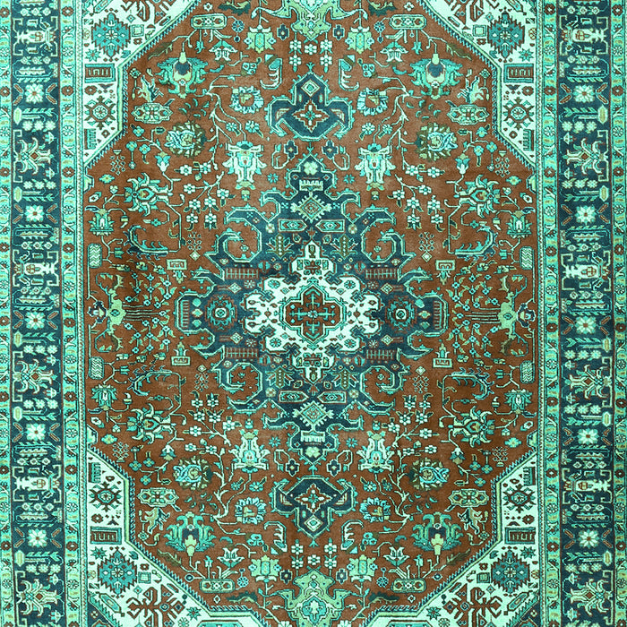 Machine Washable Medallion Turquoise Traditional Area Rugs, wshtr1352turq