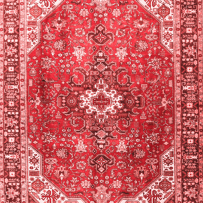 Machine Washable Medallion Red Traditional Rug, wshtr1352red