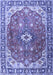 Machine Washable Medallion Blue Traditional Rug, wshtr1352blu