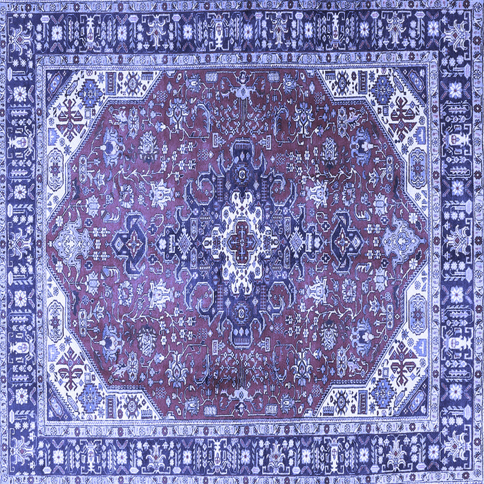 Square Medallion Blue Traditional Rug, tr1352blu
