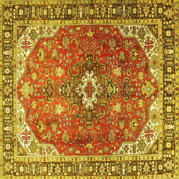 Square Medallion Yellow Traditional Rug, tr1352yw