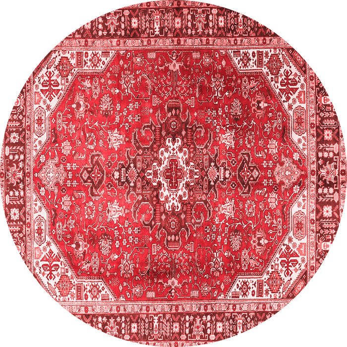Machine Washable Medallion Red Traditional Rug, wshtr1352red
