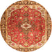 Machine Washable Medallion Orange Traditional Area Rugs, wshtr1352org