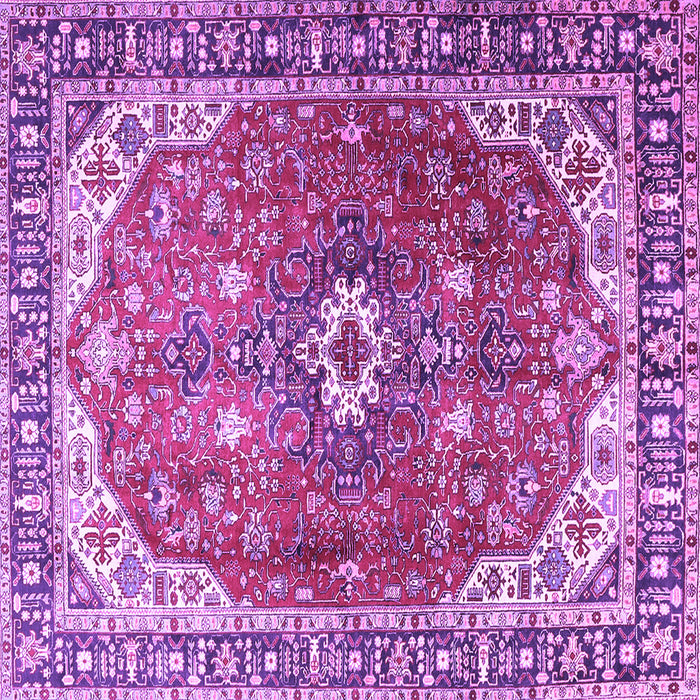 Square Medallion Purple Traditional Rug, tr1352pur