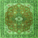 Round Machine Washable Medallion Green Traditional Area Rugs, wshtr1352grn