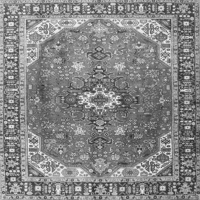 Round Machine Washable Medallion Gray Traditional Rug, wshtr1352gry