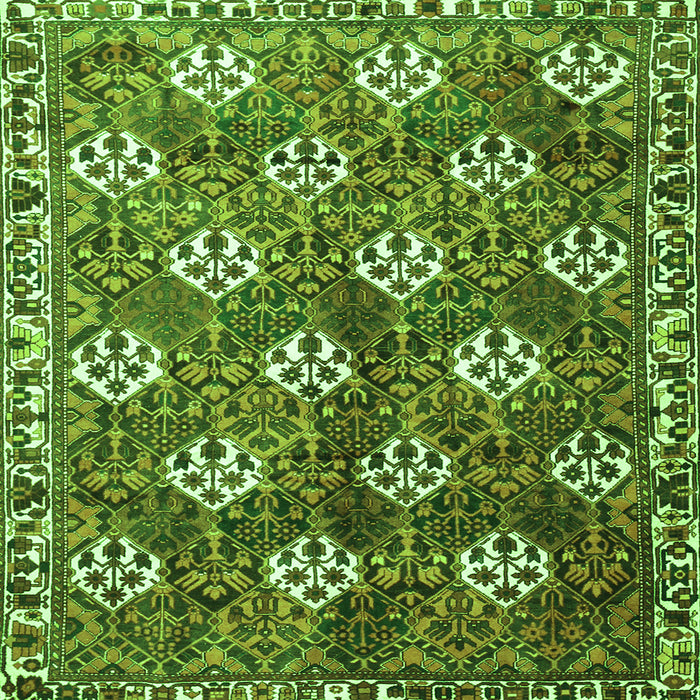 Round Machine Washable Persian Green Traditional Area Rugs, wshtr1353grn