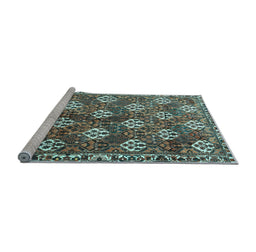 Sideview of Machine Washable Persian Light Blue Traditional Rug, wshtr1353lblu