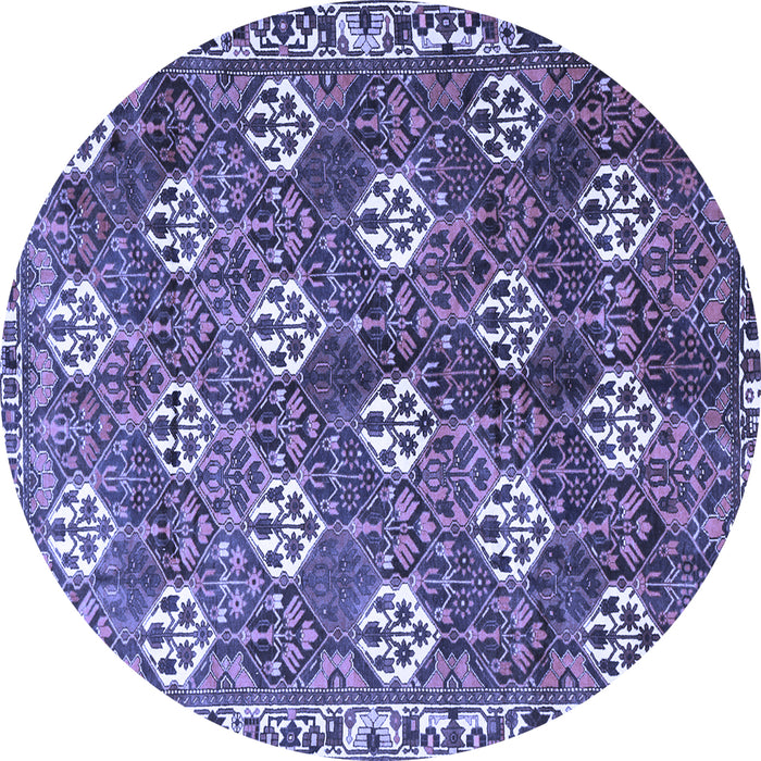 Round Machine Washable Persian Blue Traditional Rug, wshtr1353blu